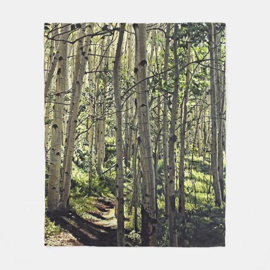 クリステッドビュートの《植物》アスペンの木々の美しい林 フリースブランケット (正面)