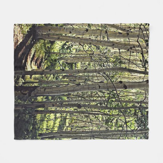 クリステッドビュートの《植物》アスペンの木々の美しい林 フリースブランケット (正面(横))