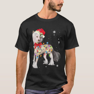 クリステッド中国のドッグクリスマスライトクリスマスママパパG Tシャツ