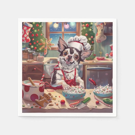 クリステッド中国のホリデーベーキング:フェスティバルクリスマス スタンダードカクテルナプキン (正面)