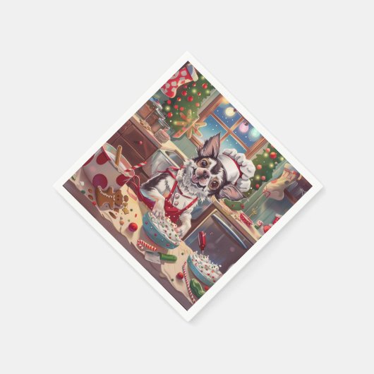 クリステッド中国のホリデーベーキング:フェスティバルクリスマス スタンダードカクテルナプキン (角)