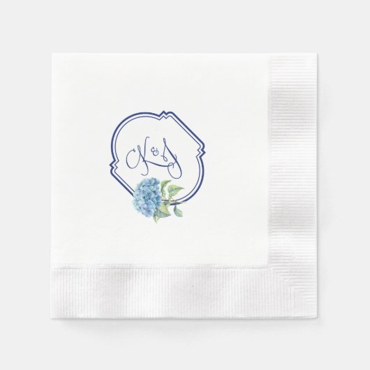 クリステン&ジョナサンのアジサイのカクテルナプキン 縁ありカクテルナプキン (正面)