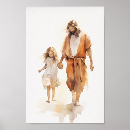 クリストウィズガールウォーターカラーアートプリント ポスター (正面)