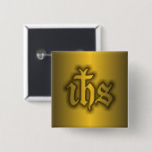クリストグラム(IHS)金ゴールド 缶バッジ (正面&裏面)