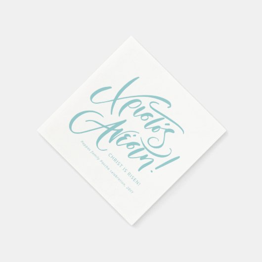 クリストスアナエスティキリストはギリシャの復活祭ティール（緑がかった色） スタンダードカクテルナプキン (角)