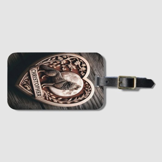 クリストファーウルフハウリングアットムーンインハート ラゲッジタグ (正面横)