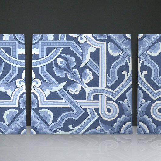 クリストファードレッサーのデルフトブルーフローラルパターン タイル