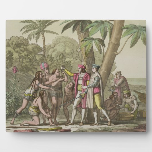 クリストファー・コロンバス(1451年~1506年)とアメリ先住民 フォトプラーク (正面)