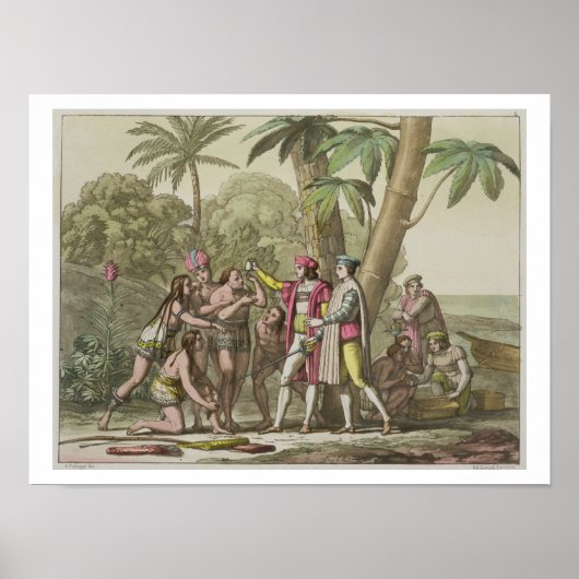 クリストファー・コロンバス（1451年～1506年）とアメリ先住民 ポスター (正面)