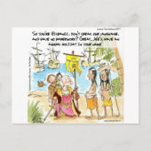 クリストファー・コロンブスがアメリカに移住おもしろい ポストカード (正面)