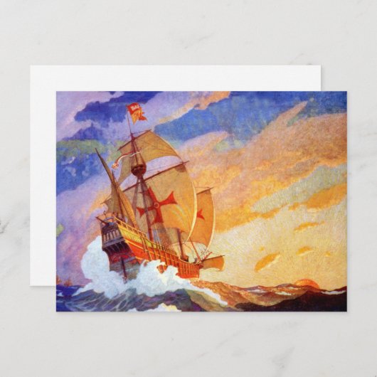 クリストファー・コロンブスの船の海の風景（ヴィンテージ） ポストカード (正面/裏面)