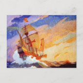クリストファー・コロンブスの船の海の風景（ヴィンテージ） ポストカード (正面)