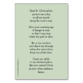 クリストフォロスの祈りの言葉カード テーブルナンバー (裏面)