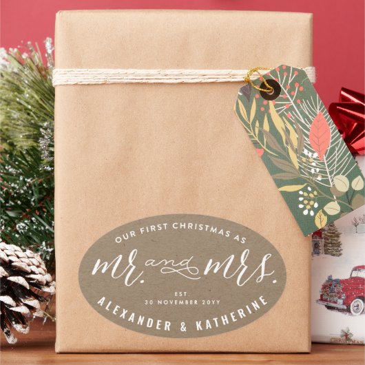 クリストフ & サチ Kraft 夫妻の初めてのクリスマス ウェディング 楕円形シール (クリスマス)