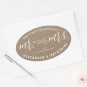 クリストフ＆ミセス・クラフトとしての私たちのファースト・クリスマス ウェディング 楕円形シール (封筒)