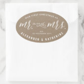 クリストフ&ミセス・クラフトとしての私たちのファースト・クリスマス ウェディング 楕円形シール (バッグ)