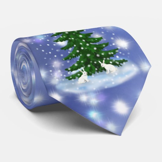 クリストマススプルース白いバンニ ネクタイ (ロール)