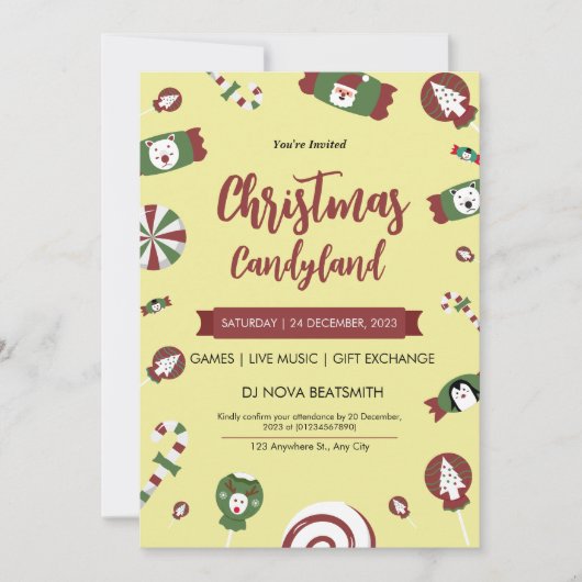 クリストモダンマストキャンディランドパーティの招待状 招待状 (正面)