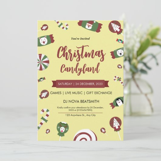 クリストモダンマストキャンディランドパーティの招待状 招待状 (スタンド正面)
