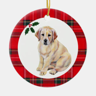 クリスパーソナライズされたマスイエロー・ラブラドール・レトリーバー子犬 セラミックオーナメント