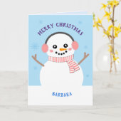 クリスパーソナライズされたマススノーウーマンカード カード (黄色い花)