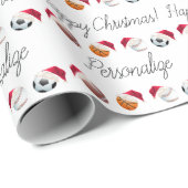 クリスパーソナライズされたマススポーツボールサンタホリデー  ラッピングペーパー (ロールコーナー)