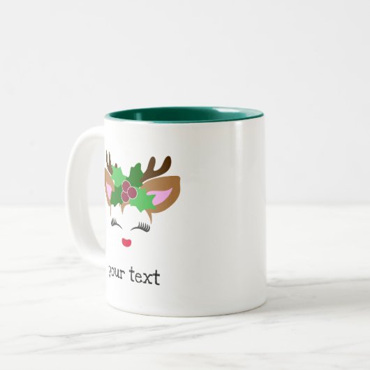 クリスパーソナライズされたマスディア顔クリスマス ツートーンマグカップ (正面左)