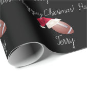 クリスパーソナライズされたマスフットボールサンタホリデー  ラッピングペーパー (ロールコーナー)