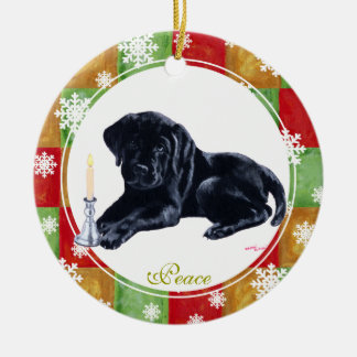クリスパーソナライズされたマスブラックラブラドール子犬 セラミックオーナメント