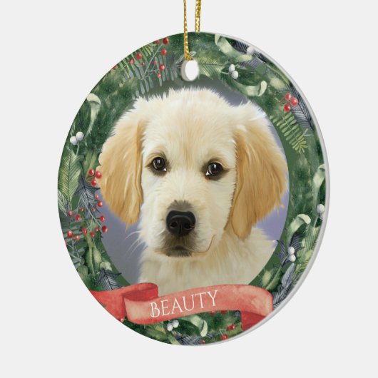 クリスパーソナライズされたマスペットフォトリース セラミックオーナメント (左)