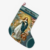 クリスパーソナライズされたマスヴァージンマリアサンプション ラージクリスマスストッキング (正面 (吊り時))