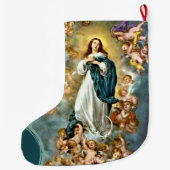 クリスパーソナライズされたマスヴァージンマリアサンプション ラージクリスマスストッキング (裏面)