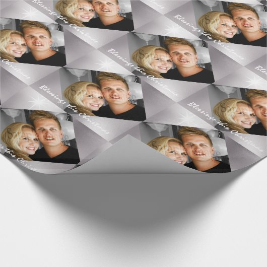 クリスパーソナライズされたマス休暇の写真家族 ラッピングペーパー (角)