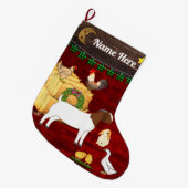 クリスパーソナライズされたマス·ボーヤギ ラージクリスマスストッキング (正面 (吊り時))
