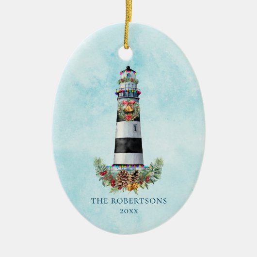 クリスパーソナライズされたマ航海のスライトハウス写真 セラミックオーナメント (正面)