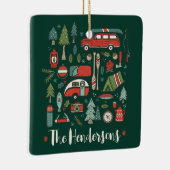 クリスパーソナライズされた素朴スマスキャンピングレイクハウス セラミックオーナメント (右)