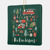 クリスパーソナライズされた素朴スマスキャンピングレイクハウス セラミックオーナメント (左)