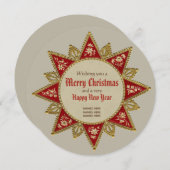 クリスビクトリアンマススター金ゴールドレッドオーナメントラウンド シーズンカード (正面/裏面)