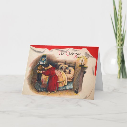クリスビクトリアンマスストッキングドッグスホリデーカード シーズンカード (正面)