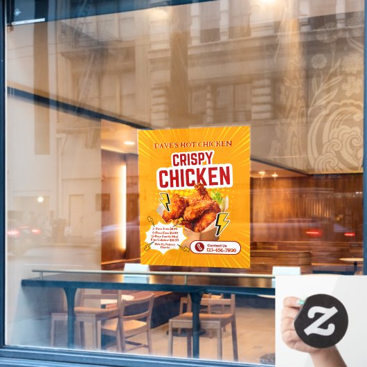 クリスピカスタマイズーなチキンのショップ価格メニューのプロモーション ウィンドウサイン (カフェ窓)