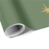 クリスフェイクマス金箔の星，モミの木の緑 ラッピングペーパー (ロールコーナー)