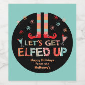 クリスマのパーティー小妖精や小人ワインラベルを楽しもう ワインラベル (シングルラベル)