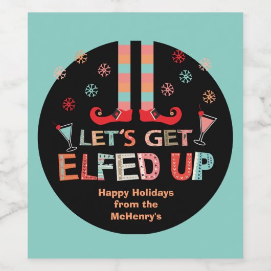 クリスマのパーティー小妖精や小人ワインラベルを楽しもう ワインラベル (シングルラベル)