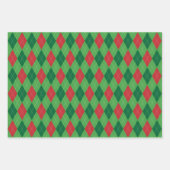 クリスマアーガイルスホワイトグリーンと赤 ラッピングペーパーシート (正面2)