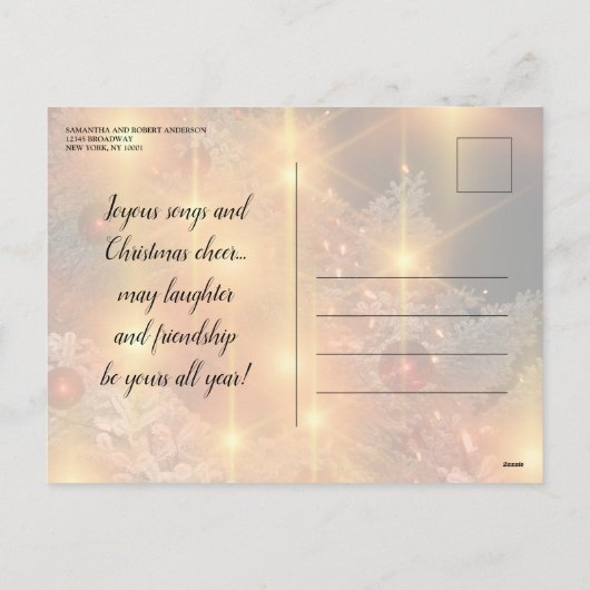 クリスマエレガントツリーホリデーパーティー招待状 シーズンポストカード (裏面)