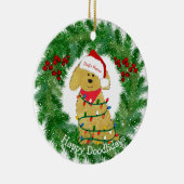 クリスマカスタマイズスライトゴールデンドゥードル セラミックオーナメント (右)