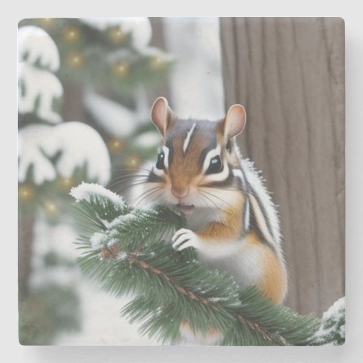 クリスマシスのシマリス ストーン コースター (正面)