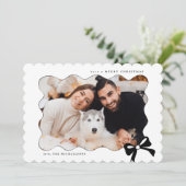 クリスマシンプルスの弓の白黒の写真 シーズンカード (スタンド正面)