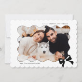 クリスマシンプルスの弓の白黒の写真 シーズンカード (正面)