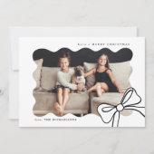 クリスマシンプルスの弓の白黒の写真 シーズンカード (正面)